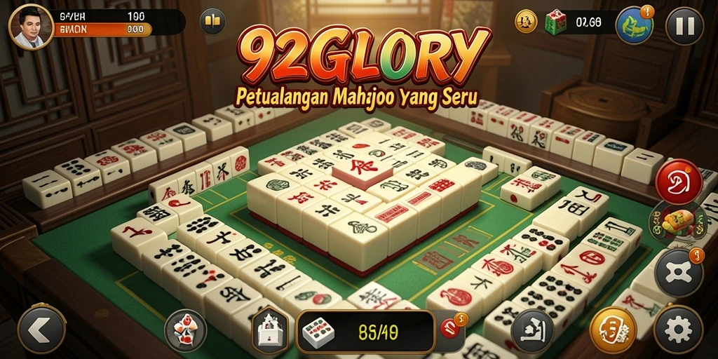 Screenshot gameplay 92GLORY menampilkan aksi seru Mahjong.