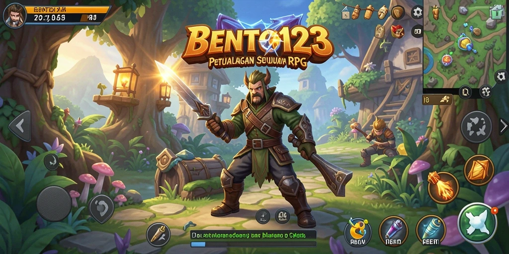 Tampilan gameplay BENTO123 yang menakjubkan dengan karakter dan monster yang beragam.