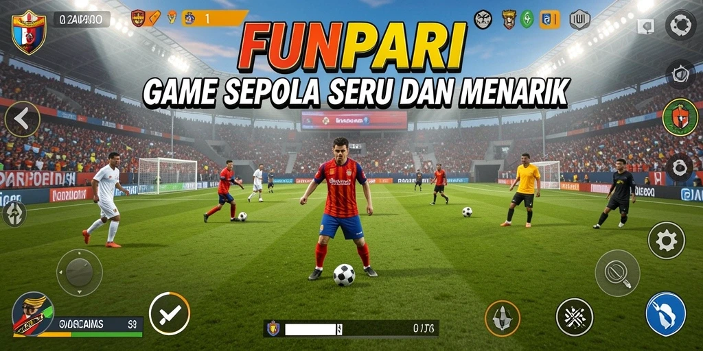 Tampilan gameplay <strong>FUNPARI</strong> yang penuh aksi di lapangan sepak bola.