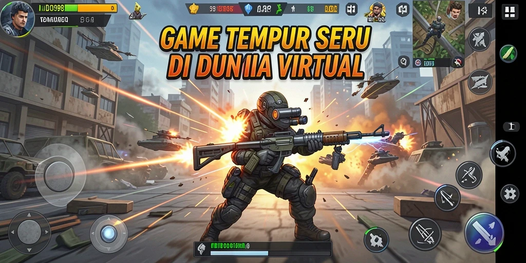 Screenshot gameplay ID098 menampilkan aksi seru dalam pertempuran TPS.