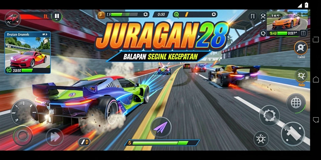 Tampilan gameplay balapan seru di JURAGAN28.