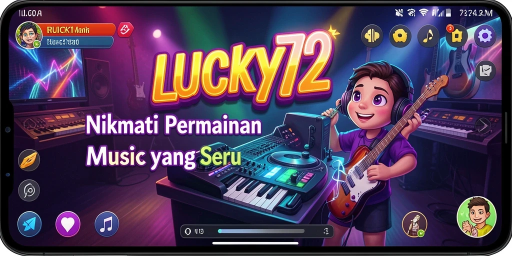 Screenshot gameplay LUCKY72 dengan tantangan musik yang seru.