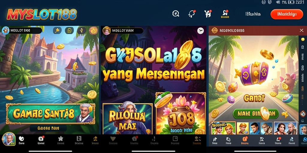 Tampilan gameplay menarik MYSLOT188 dengan berbagai tema.