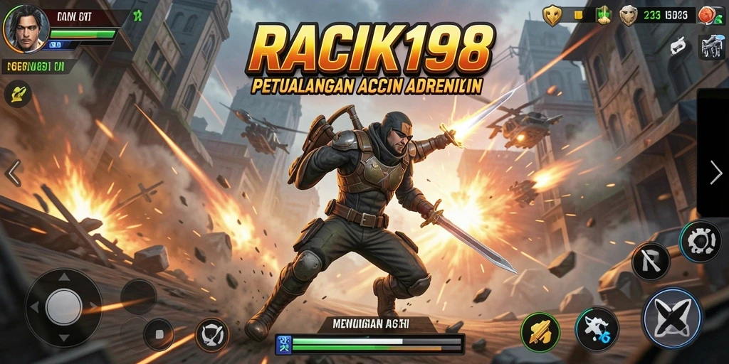 Tampilan gameplay yang mendebarkan di RACIK198.