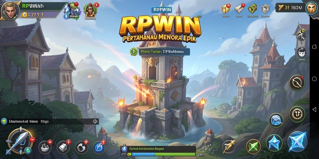 Tampilan gameplay RPWIN yang intens dan mendebarkan dalam Tower Defense.