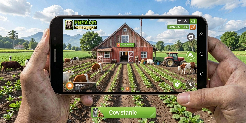 Gameplay SM605 dengan berbagai aktivitas pertanian yang seru.