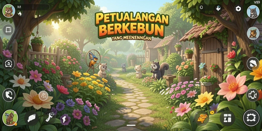 Tampilan gameplay V89 yang menakjubkan saat berkebun.