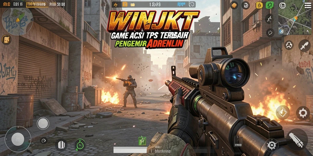 Tampilan gameplay WINJKT yang intens dan mendebarkan dalam aksi TPS.